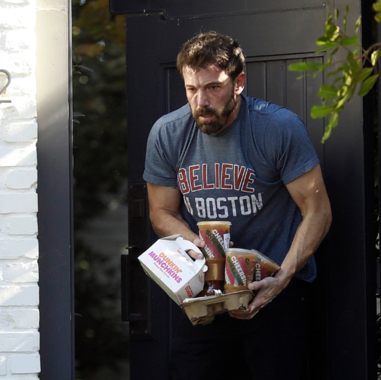 ben affleck spilled dunkin - Believe Boston Chee Cheer Cheersin Munchkins Dunkin'